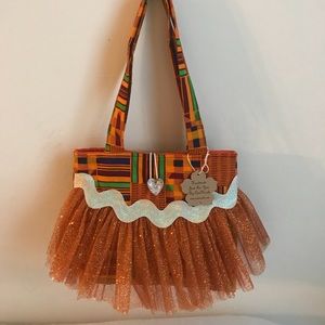 Girls Tutu Bag in African Kente Fabric